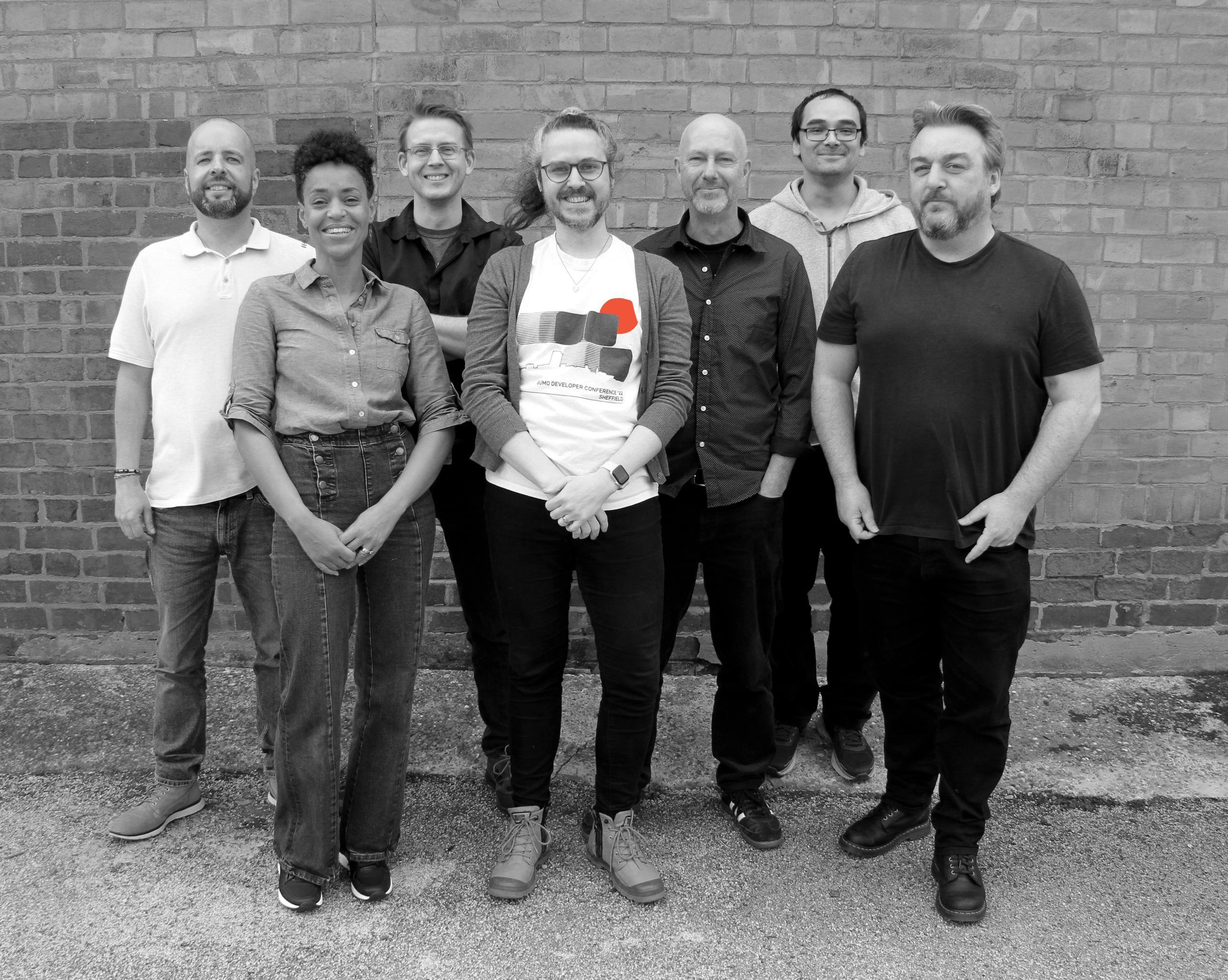 The Lab42 development team gathered for a portrait